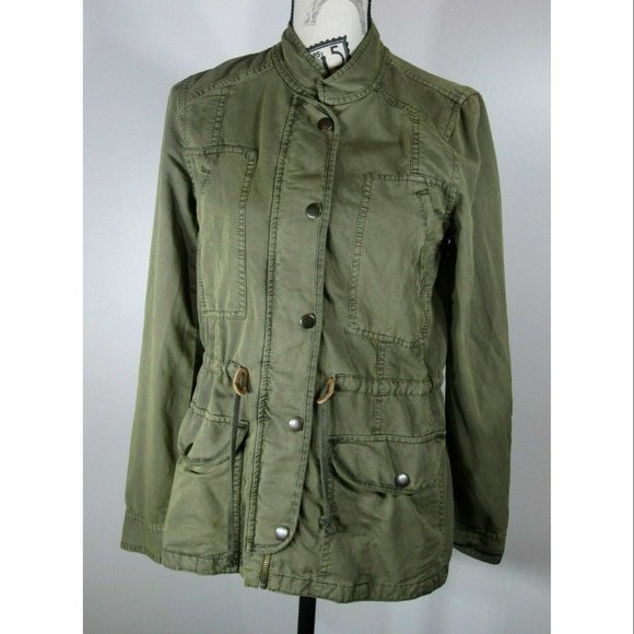 HINGE Drapey Military Jacket, Army Green, Womens Size Small - Picture 1 of 7